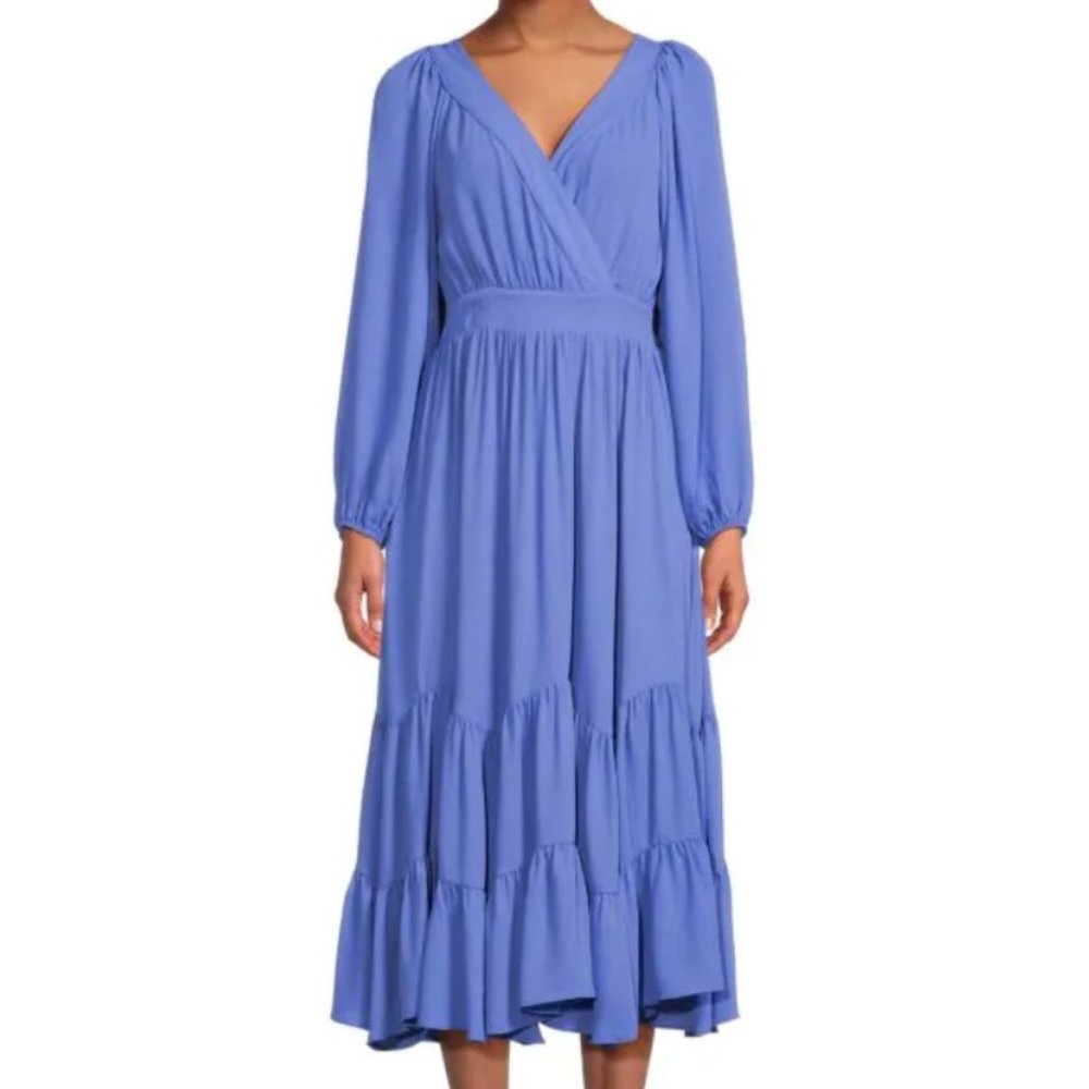 NEW, NEVER WORN Tahari Surplice-Neckline Tiered Midi Dress (M)